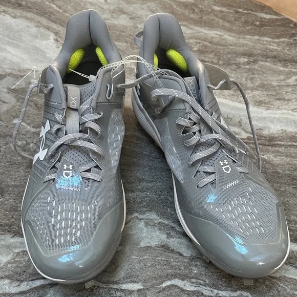 NEW Under Armour Men Yard Low MT Charged Baseball Cleats Gray W Metal Spikes 14 - Picture 8 of 11